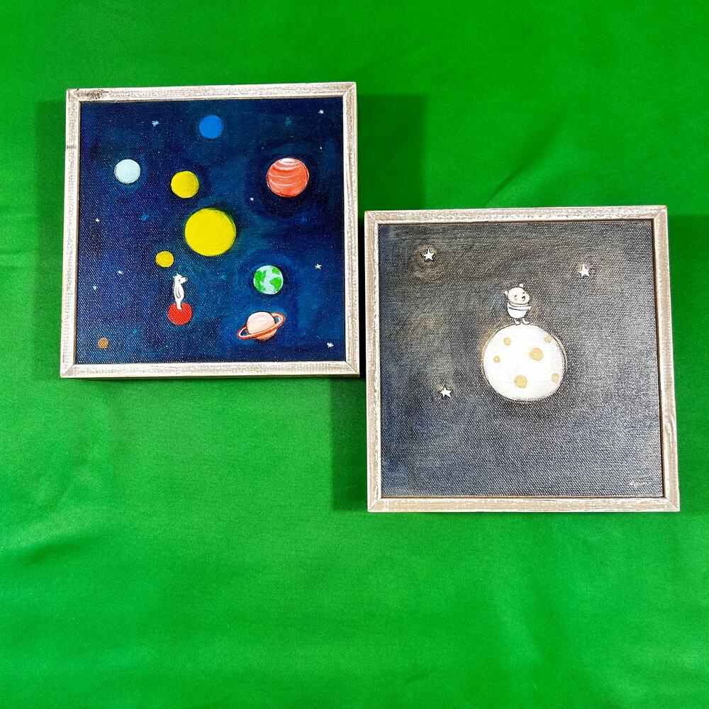 A Bear on The Moon & A Bear on Mars Both by Marisa 6 x 6 Prints Oopsy Daisy